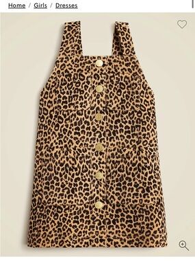 J Crew Girls Leopard Print Button-Front Curdoroy Dress